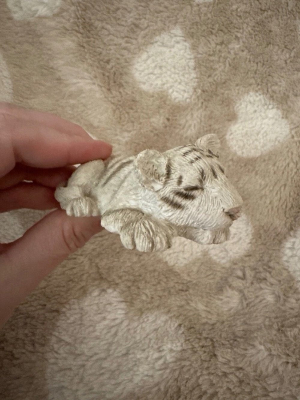 Vintage Sleeping White Tiger Cub Figurine